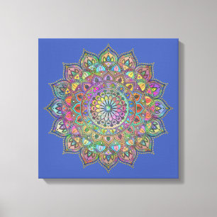 Classy Colorful Mandala India Style 1 Canvas Afdruk