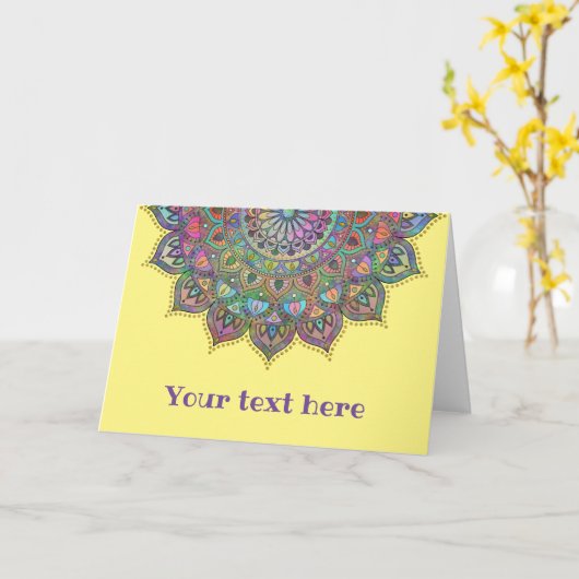 Classy Colorful Mandala India Style 1 Kaart (Gele Bloem)
