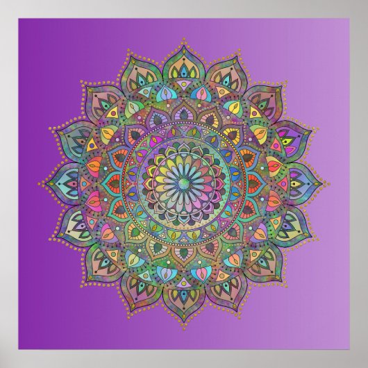 Classy Colorful Mandala India Style 1 Poster (Voorkant)