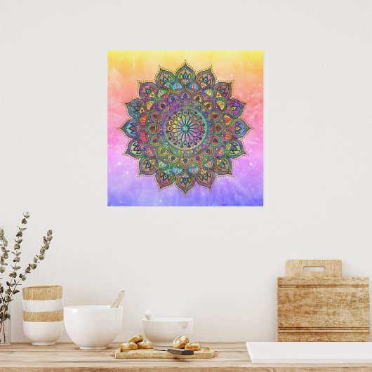 Classy Colorful Mandala India Style 1 Poster (Keuken)