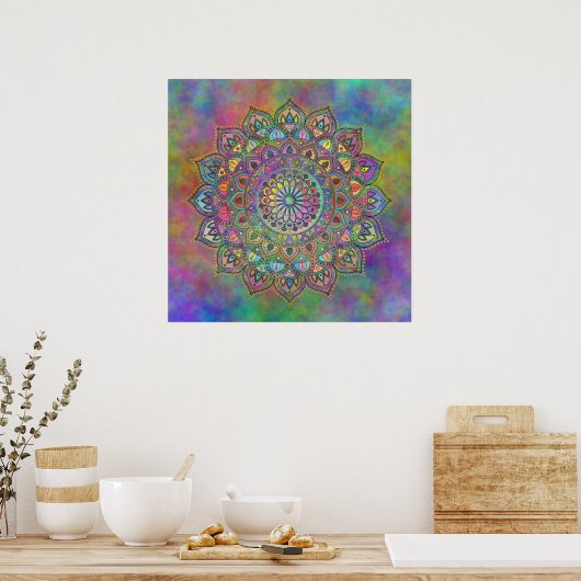 Classy Colorful Mandala India Style 1 Poster (Keuken)