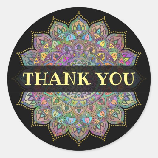 Classy Colorful Mandala India Style 1 Ronde Sticker (Voorkant)