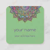 Classy Colorful Mandala India Style 1 Vierkante Visitekaartje (Achterkant)