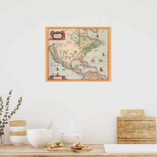 Classy Colorful Pictorial Map of America Poster