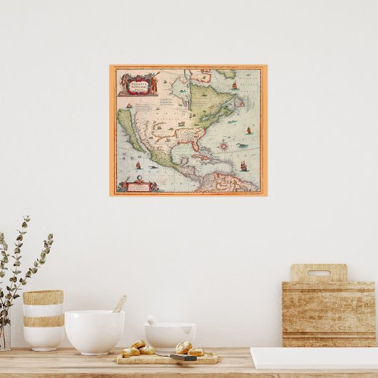 Classy Colorful  Pictorial Map of America Poster (Keuken)