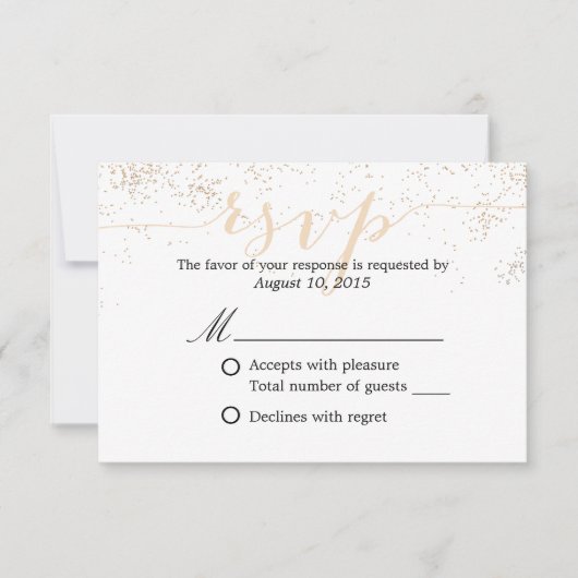 Classy Confetti Stippen Script Wedding RSVP (Voorkant)