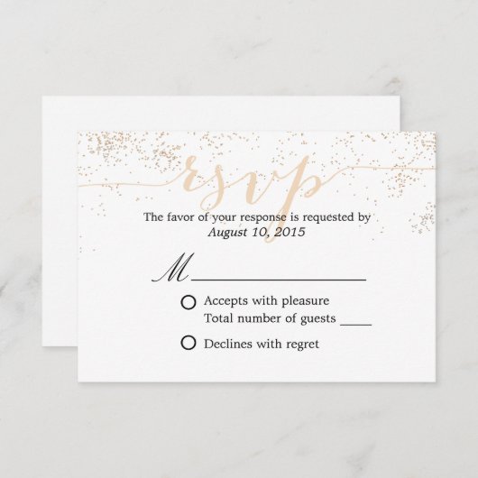 Classy Confetti Stippen Script Wedding RSVP (Voorkant / Achterkant)