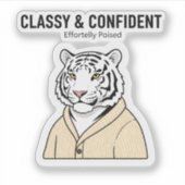 Classy Confident Tiger Sticker – Chill Animal  (Voorkant)
