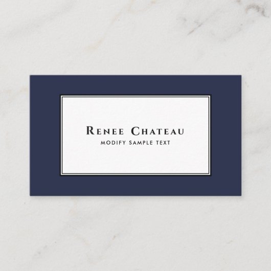 Classy Conservatief Elegant Marine Blauw Professio Visitekaartje (Voorkant)