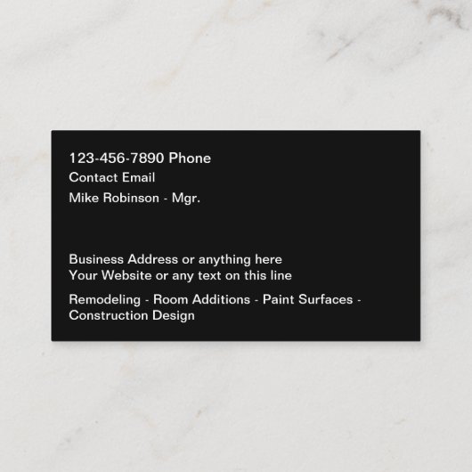 Classy Constructie Thema Visitekaartjes (Achterkant)