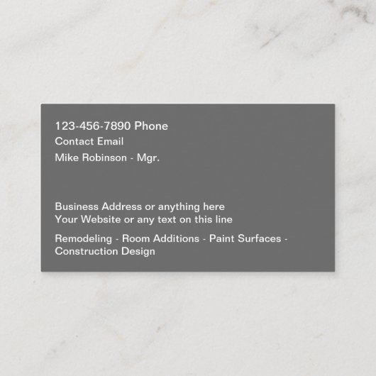 Classy Construction Remodelling Visitekaartjes (Achterkant)