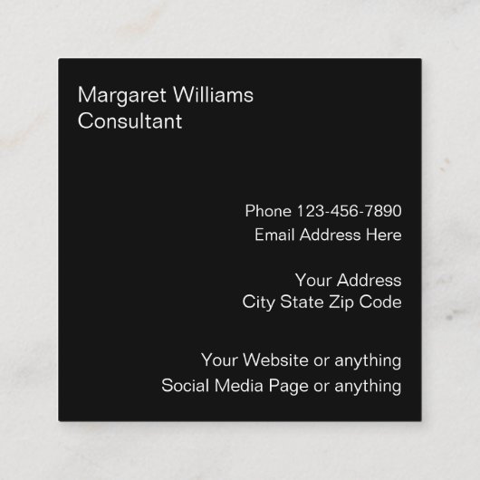 Classy Consultant Professional Vierkante Visitekaartje (Achterkant)