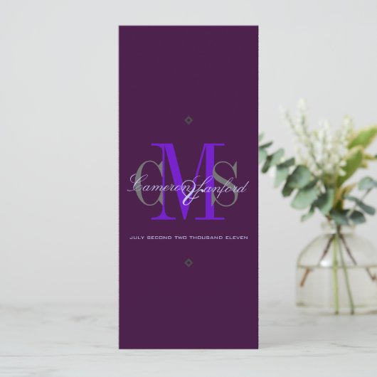Classy + Contemedhedendaags Monogram Weddenschappe Kaart (Staand voorkant)