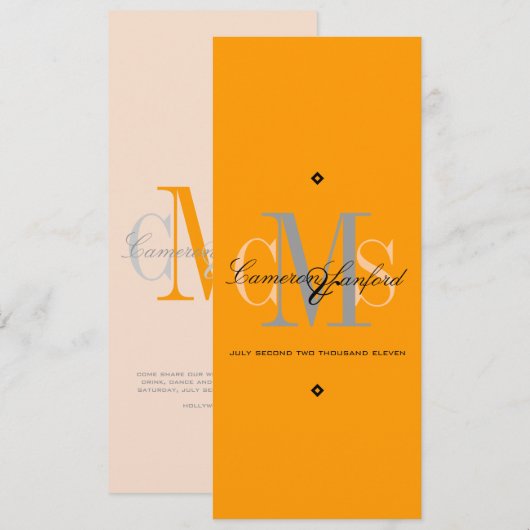 Classy + Contemedhedendaags Monogram Weddenschappe Kaart (Voorkant / Achterkant)