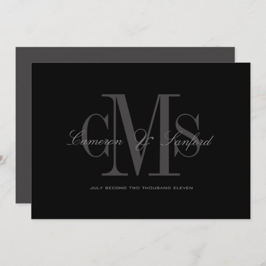 Classy + Contemporary Monogram Huwelijksuitnodigin Kaart (Voorkant / Achterkant)