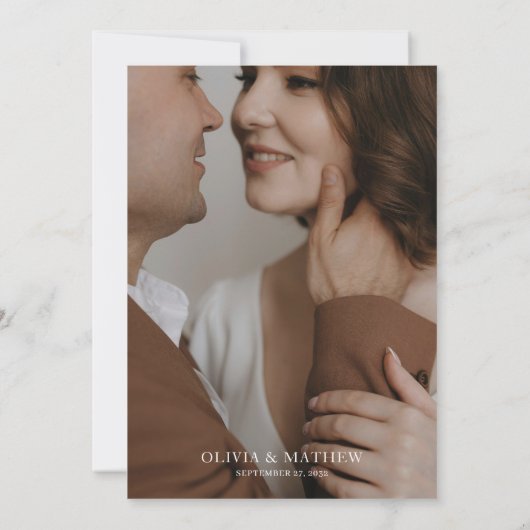 Classy Contemporary Script Fotocollage Wedding Kaart (Achterkant)