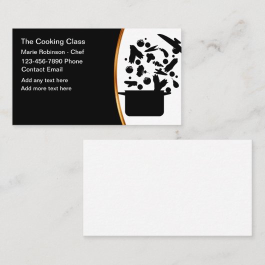 Classy Cooking Class Chef Visitekaartjes. Visitekaartje (Voorkant / Achterkant)