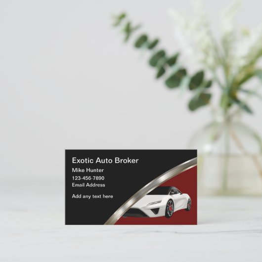 Classy Cool Auto Broker Exotische Auto Visitekaart Visitekaartje (Staand voorkant)