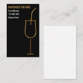 Classy Cool Bartender For Hire Business Cards Visitekaartje (Voorkant / Achterkant)