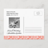 Classy Coral Damask Bewaar de datum Aankondigingskaart (Achterkant)
