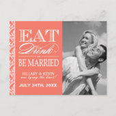 Classy Coral Damask Bewaar de datum Aankondigingskaart (Voorkant)