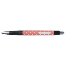 Classy Coral Polka Dot Pattern met naam Pen