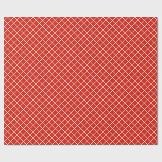 Classy Coral Red White Check Pattern Cadeaupapier (Vlak)