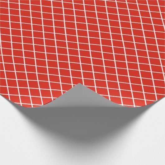 Classy Coral Red White Check Pattern Cadeaupapier (Hoek)
