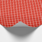 Classy Coral Red White Check Pattern Cadeaupapier (Hoek)
