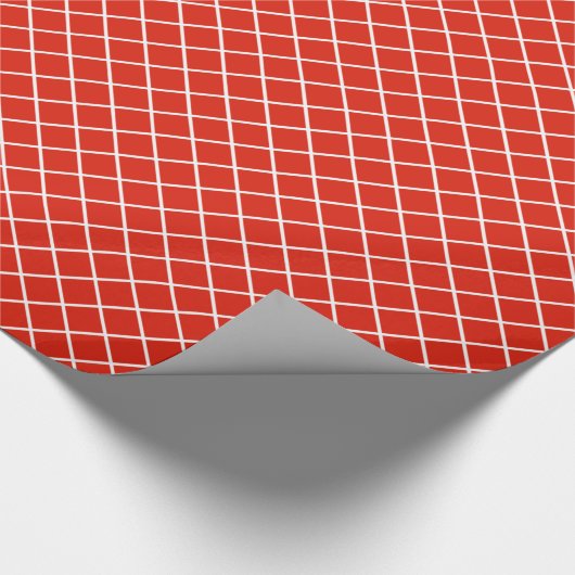 Classy Coral Red White Check Pattern Cadeaupapier (Hoek)