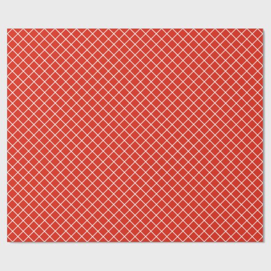 Classy Coral Red White Check Pattern Cadeaupapier (Vlak)