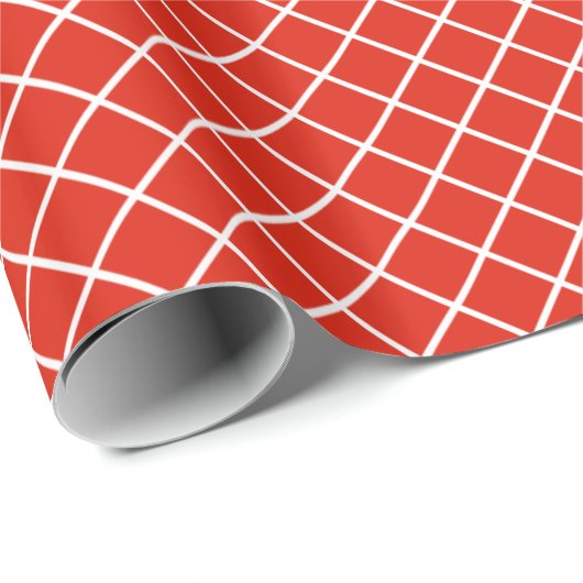 Classy Coral Red White Check Pattern Cadeaupapier (Rol Hoek)
