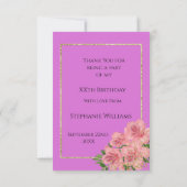 Classy Corner Floral & Glitter Confetti Birthday Bedankkaart (Achterkant)
