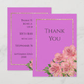 Classy Corner Floral & Glitter Confetti Birthday Bedankkaart (Voorkant / Achterkant)