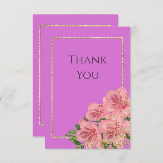  Classy Corner Floral & Glitter Confetti Birthday  Bedankkaart (Voorkant / Achterkant)