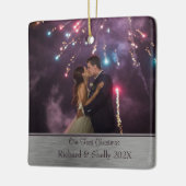 Classy Couples First Kerstmis Keramisch Ornament (Links)