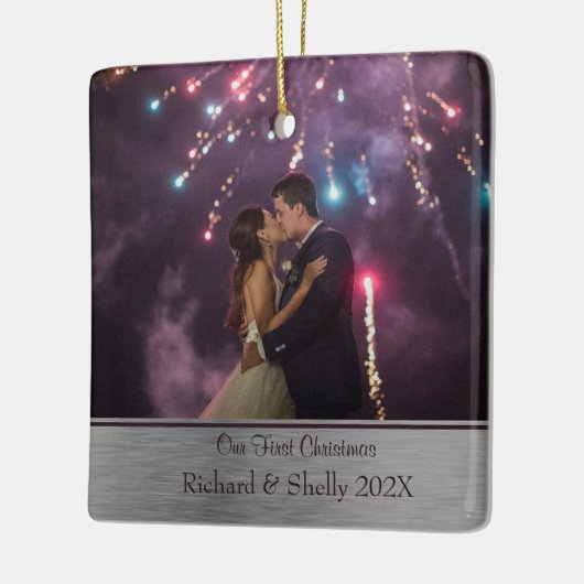 Classy Couples First Kerstmis Keramisch Ornament (Links)