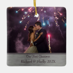 Classy Couples First Kerstmis Keramisch Ornament
