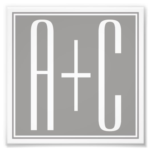 Classy Couples initialen | Wit en grijs Foto Afdruk (Voorkant)