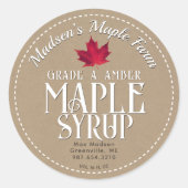 Classy Craft Maple Stroop Label met Rood Blad (Voorkant)