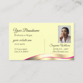 Classy Cream Wavy Gold Decor met Initialen Foto Visitekaartje (Achterkant)