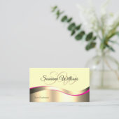 Classy Cream Wavy Gold Decor met Initialen Foto Visitekaartje (Staand voorkant)