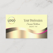 Classy Cream Wavy Gold Decor met Logo en foto Visitekaartje (Voorkant)
