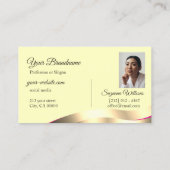 Classy Cream Wavy Gold Decor met Luxe Foto Visitekaartje (Achterkant)