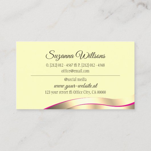 Classy Cream Wavy Gold Decor met Merk Logo Visitekaartje (Achterkant)