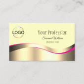 Classy Cream Wavy Gold Decor met Merk Logo Visitekaartje (Voorkant)