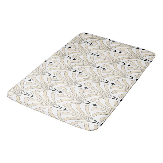 Classy Cream & White Palmettos Art Deco Patroon Badmat (Gekanteld)