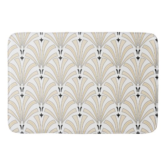 Classy Cream & White Palmettos Art Deco Patroon Badmat (Voorkant)