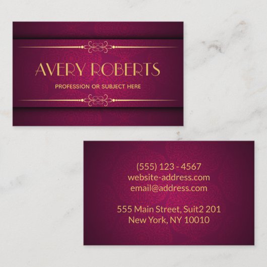 Classy crimson mandala ornament visitekaartje (Voorkant / Achterkant)