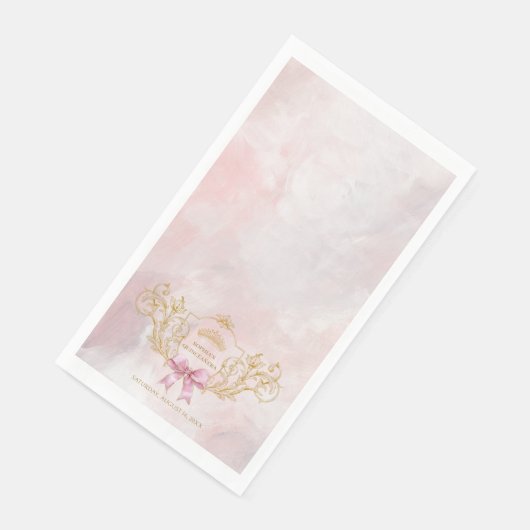 Classy Crown Pink Bow Quinceanera Custom Servet (Hoek)